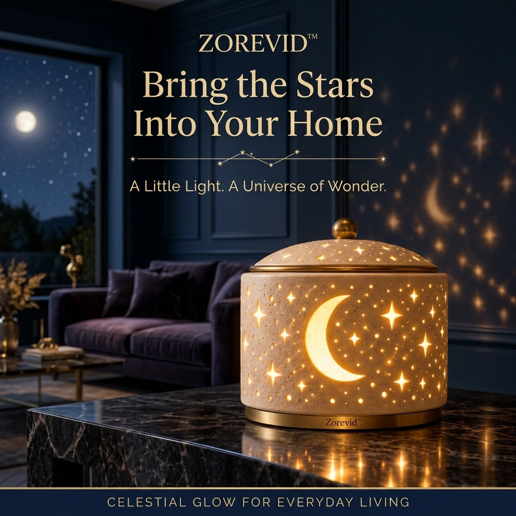 Zorevid™ Ivory Crescent Moon Drum Ambient Lamp — image 1