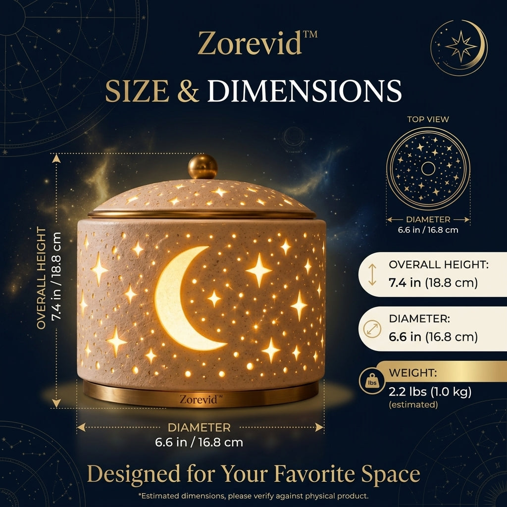 Zorevid™ Ivory Crescent Moon Drum Ambient Lamp — image 2
